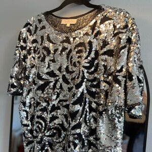 Vintage Sequin Black and Silver Top